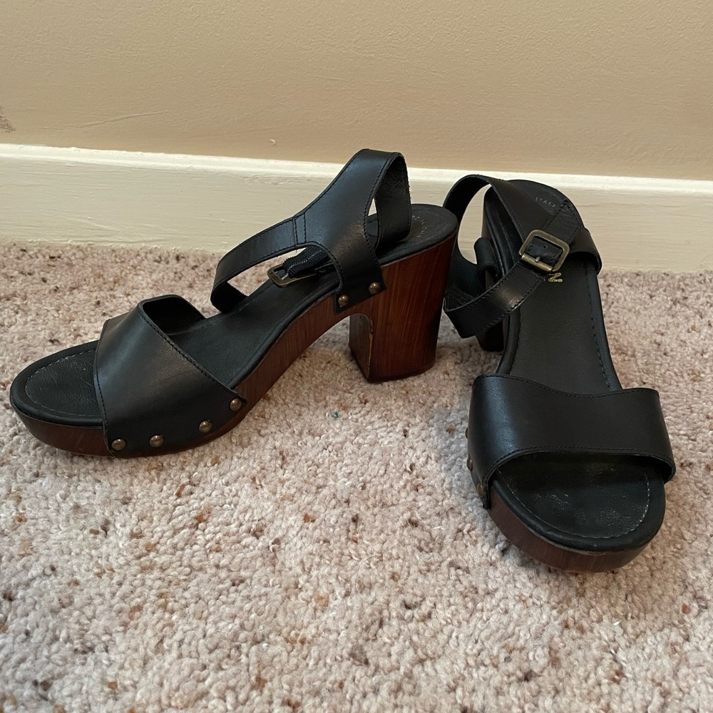 Black Leather Women's Sandals